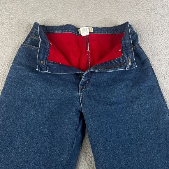Eddie Bauer Jeans Womens 12T Tall Blue Relaxed Red Flannel Lined Outdoor Cowgirl - Picture 3 of 10